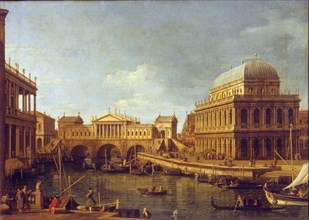 Capriccio with Palladian buildings (Capriccio con edifici palladiani), c.1756. Creator: Canaletto (1697-1768).