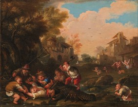 Lotta contro il gambero (Fight against the shrimp), c.1730-1740. Creator: Bocchi, Faustino (1659-1742).