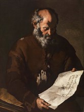 Old man with scroll, c.1650. Creator: Master of the Annunciation to the Shepherds (active 1620-1660).