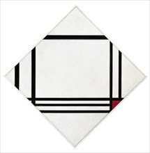 Diamond composition with eight lines and red (Picture No. 3), 1938. Creator: Mondrian, Piet (1872-1944).
