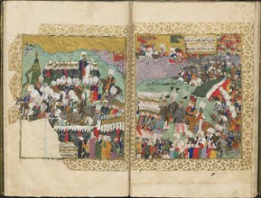 Sultan Osman II goes to war against Poland-Lithuania, from Sehname-i Nadir..., c.1622. Creator: Turkish Master.