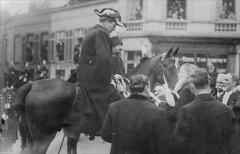 King Albert on horse at King Leopold's funeral, Belgium, 1910. Creator: Bain News Service.