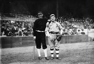 Rube Marquard, New York, NL & Paddy Livingston, Philadelphia, AL at World Series (baseball), 1911. Creator: Bain News Service.