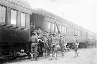 Battery A - Field artillery leaving for war game, between c1910 and c1915. Creator: Bain News Service.