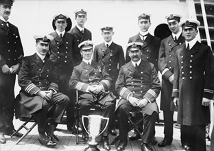 Captain Rostron & under officers of Carpathia [ship], 1912. Creator: Bain News Service.