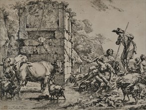 The Cows At The Watering Place (The Cow Drinking), 1680. Creator: Nicolaes Berchem.