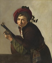 Young Man Playing a Theorbo, 1642. Creator: Gerrit van Bronchorst.