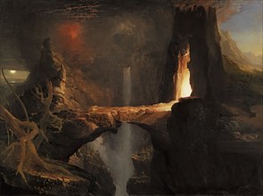 Expulsion. Moon and Firelight, 1828. Creator: Thomas Cole.