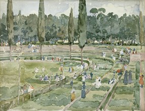 The Race Track (Piazza Siena, Borghese Gardens, Rome), 1898. Creator: Maurice Brazil Prendergast.