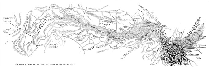 The Flood at Sheffield: plan of the Loxley Valley, 1864. Creator: Unknown.