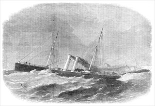 Race in the Channel between the Atalanta twin-screw steamer and the Dover mail-packet Empress, 1864. Creator: Smyth.