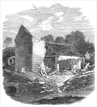 The Flood at Sheffield: remains of a wire-mill near Malin Bridge, 1864. Creator: Unknown.