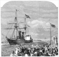 The arrival of Garibaldi at Southampton on board the Peninsular and Oriental steamer Ripon, 1864. Creator: Unknown.