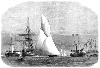 The Ocean Yacht Match from Gravesend to Harwich...the Volante winning the Cutters' Prize, 1864. Creator: Smyth.