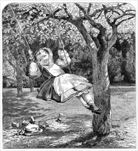 The Swing, by W. L. Thomas, in the Exhibition of the Society of British Artists, 1864. Creator: William Luson Thomas.