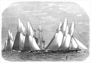 Schooner match of the Royal Thames Yacht Club on June 16: rounding the Water Lily off Shoebury, 1864 Creator: Smyth.