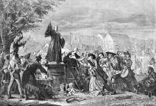 Whitefield Preaching in Moorfields A.D. 1742, by E. Crowe...the Royal Academy, 1865.  Creator: W Thomas.