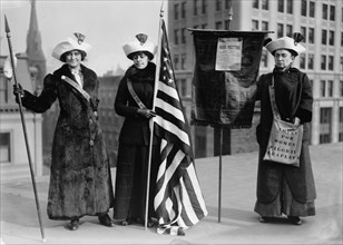 Suffragettes with flag, between c1910 and c1915. Creator: Bain News Service.