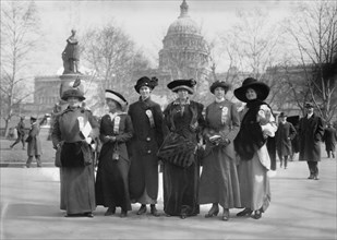 Suffrage paraders: Mrs. McLennan, Mrs. Althea Taft, Mrs. Lew Bridges, Mrs. Burleson..., 1913. Creator: Bain News Service.