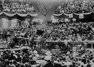 Roosevelt speaking in convention hall, Chicago, 1912. Creator: Bain News Service.