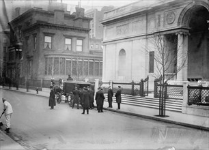 J.P. Morgan's body taken from his library, between c1910 and c1915. Creator: Bain News Service.