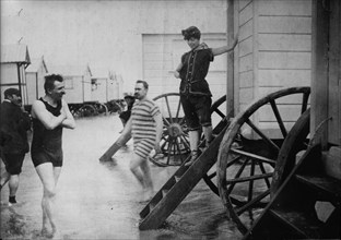 Bather posing for photo - Ostend, 1913. Creator: Bain News Service.