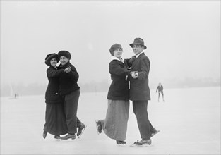 Fred Flake and Flo Coine; Frank Thompson and Mrs. Matheson -- ice skating, between c1910 and c1915. Creator: Bain News Service.