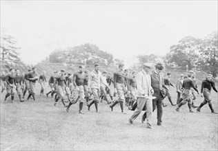 Yale Squad coming on field, Bomeisler, Spalding, Mack, Dr. Bull, between c1910 and c1915. Creator: Bain News Service.