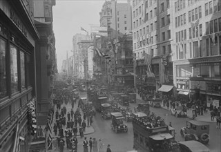 Fifth Ave. decorated for Parade of 5/13/16, 1916. Creator: Bain News Service.