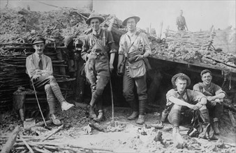 British observers in captured observation post, between c1915 and c1920. Creator: Bain News Service.