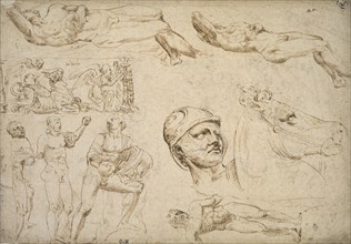 A sheet of studies after the Antique, 1532-1535. Creator: Maerten van Heemskerck.