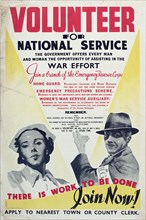 Poster, 'Volunteer For National Service', late 1940. Creator: E Paul.