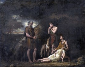 Imogen found in the cave of Belarius, 1808. Creator: George Dawe.