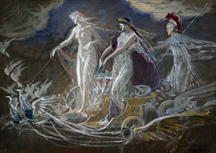 Three goddesses (allegorical study), late 19th century. Creator: Walter Crane.