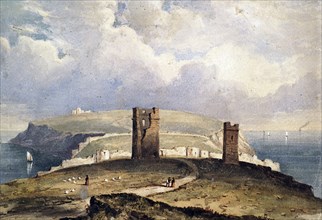 Coastal scene with ruins, 19th century. Creator: William Wyld.