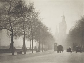 Winter sunshine, Victoria embankment. From the album: Photograph album - London, 1920s. Creator: Harry Moult.