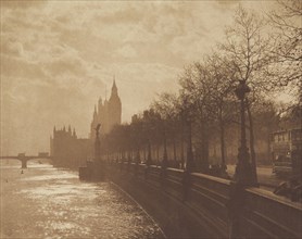 Winter's mood Victoria embankment. From the album: Photograph album - London, 1920s. Creator: Harry Moult.