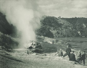 The Crows Nest Geyser at play, the spa grounds, Taupo district. From the album: Record..., 1920s. Creator: Harry Moult.