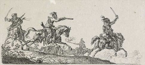 A cavalry fight, c. 1814. Creator: Christian David Gebauer.
