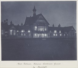 Main bathouse (sic), Rotorua Sanatorium grounds by moonlight, 1920s. Creator: Harry Moult.