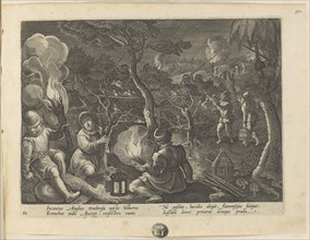 Venationes ferarum, avium, piscium (Hunts of wild animals, birds and fish). Plate 82, 1596. Creator: Hans Collaert the Younger.