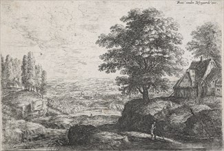 Landscape with a man with a walking stick,  Mid 17th century. Creator: Lucas van Uden.