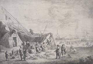 The fish-market on the shore at Scheveningen,  1673-1719. Creator: Peeter Bout.