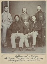 Officers of the 14th Regt. - Lt. Green, Lt. Johnston, Lt. Callwell, Tapa of Parikino..., c.1900. Creator: William Francis Gordon.