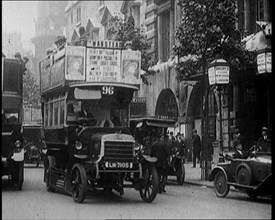 Street Scenes in Savoy Hill, London, with Buses Driving Through, 1922. Creator: British Pathe Ltd.