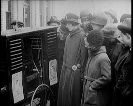 People Gathering Around a Large Outdoor Wireless, 1922. Creator: British Pathe Ltd.