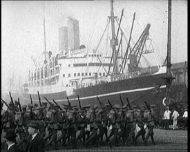 Allied Troops Being Dispatched from a Dock, 1922. Creator: British Pathe Ltd.