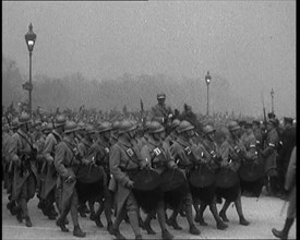 Military Men Parading at the Funeral of Marshall Foch, 1929. Creator: British Pathe Ltd.