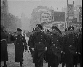 Troops Marching past Boris III King of Bulgaria and Saluting, 1929. Creator: British Pathe Ltd.