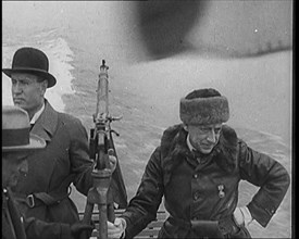 Benito Mussolini (Il Duce) and Gabriele D'Annunzio Speeding Across Lake Garda, Italy..., 1929. Creator: British Pathe Ltd.